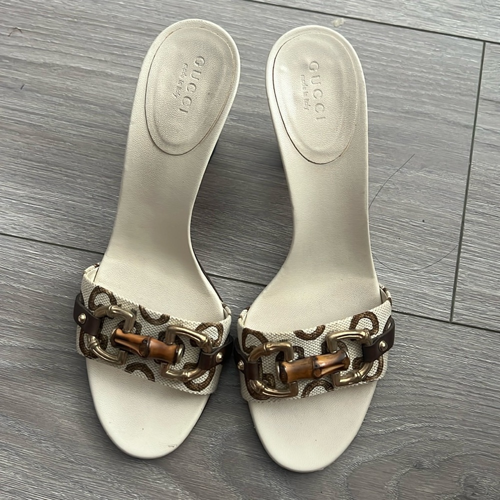 GUCCI Slip-on Sandals Hills Slipper Leather US6.5 Made in Italy